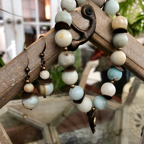 Amazonite Beaded Bracelet and Earring Set - Picture 3 of 8